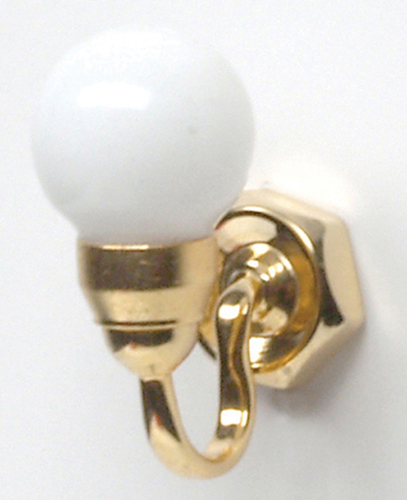 Dollhouse Miniature 1/2" Scale: Arched White Globe Wall Light